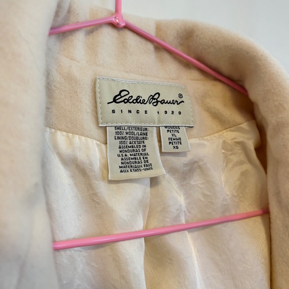 Eddie Bauer 100% Wool 2 Button Blazer Jacket Coat Beige Womens Size XL Petite - Picture 3 of 3